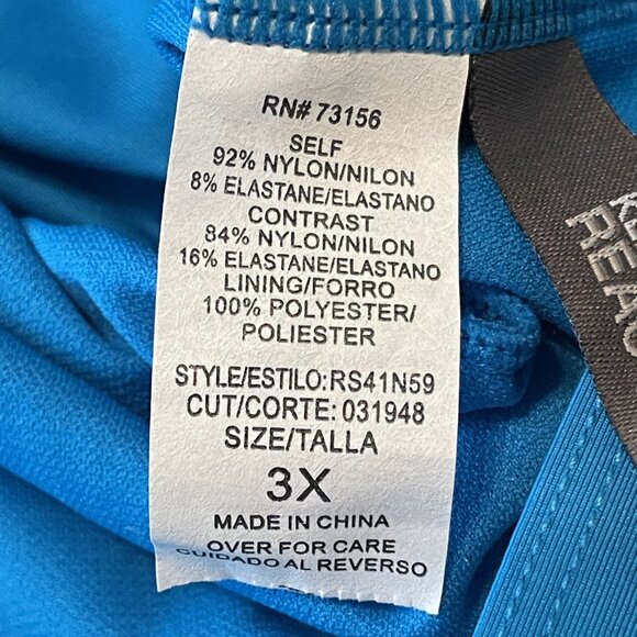 KENNETH COLE REACTION Womens BLUE 3 TIERED Swimsuit Top 3X Plus New w Tags 1066A - Picture 2 of 8